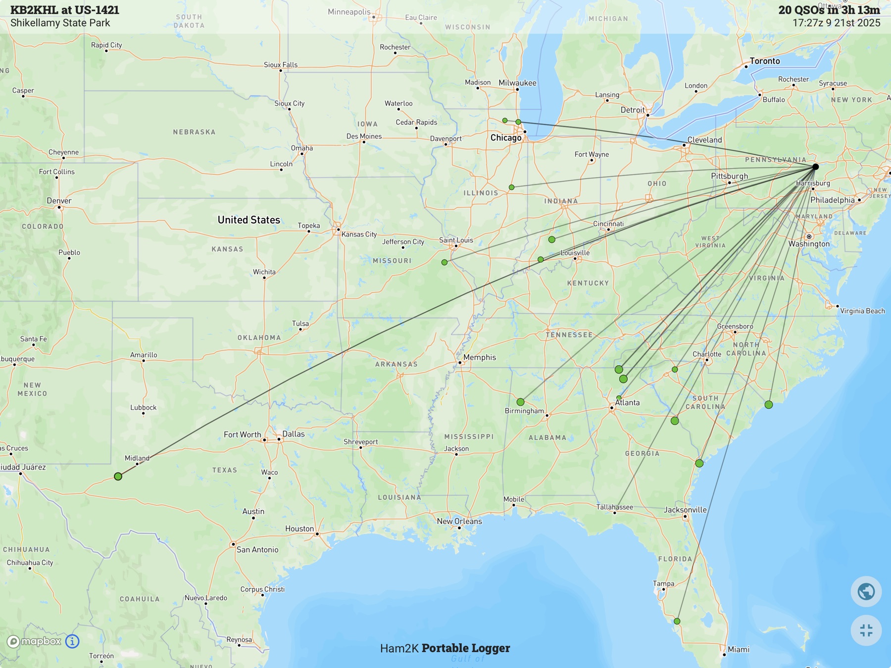 Contact map for KB2KHL at US-1421